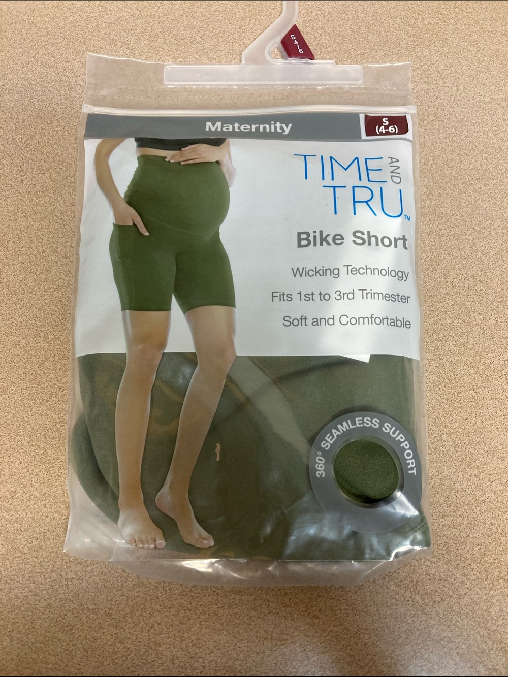 Time and Tru Maternity Bike Shorts in Olive